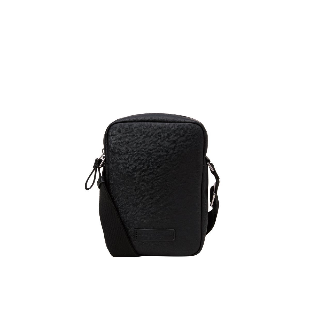 Sac à bandoulière modèle Felix fabriqué à partir d'un substitut de cuir en polyester recyclé noir, MARC O'POLO