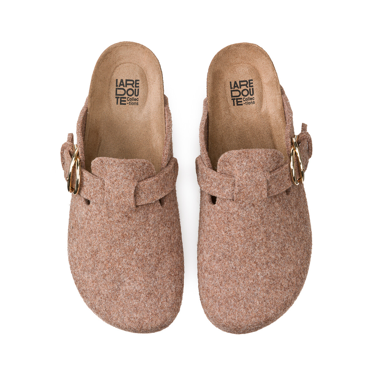 Mules de fieltro marrón, LA REDOUTE COLLECTIONS