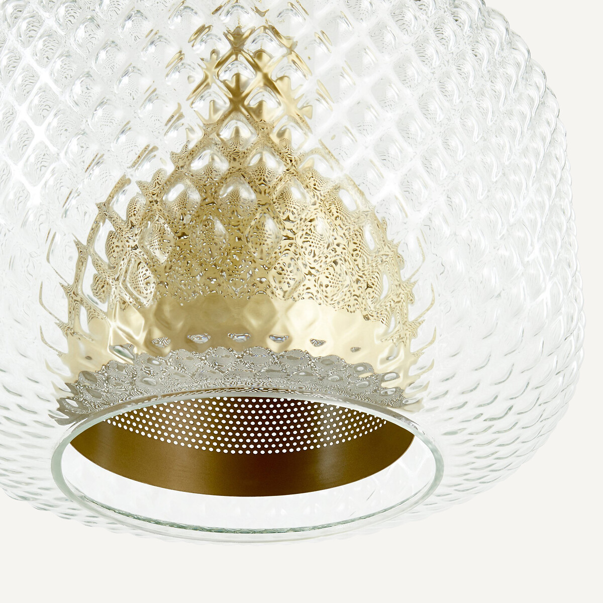 Suspension simple diamètre 40 cm, laiton et verre ciselé, MISTINGUETT laiton, EMMANUEL GALLINA X AM.PM