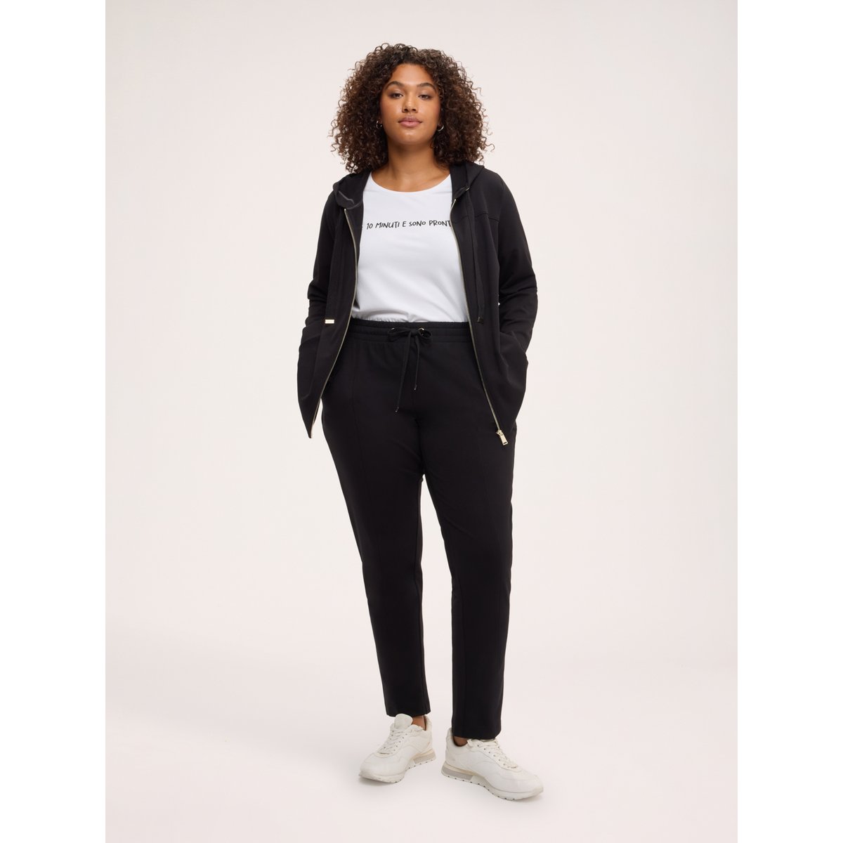 Joggers avec cordon de serrage à la taille noir, FIORELLA RUBINO