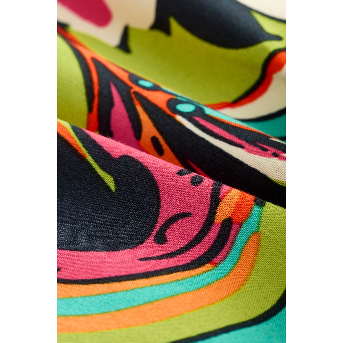 Robe asymétrique courte drapée à tapisserie imprimée vert citron, NEXT