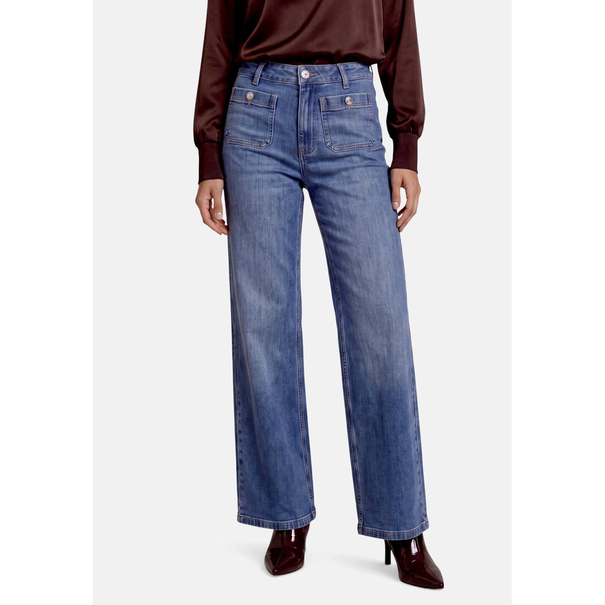 Basic-Jeans basique à poches plaquées middle blue denim, ZERO