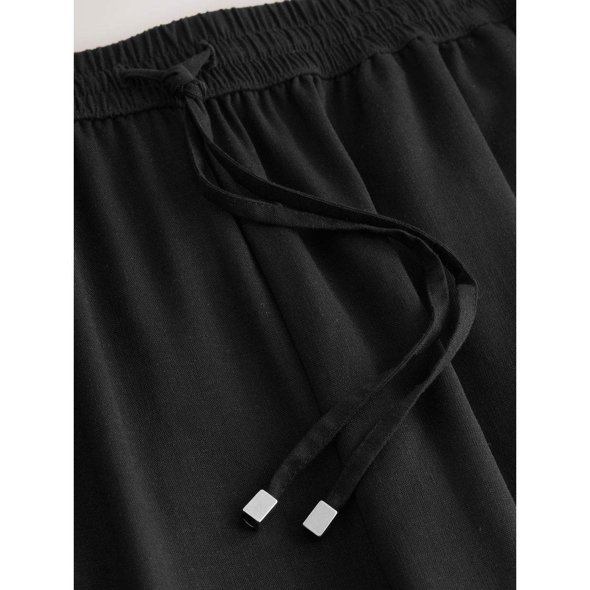 Pantalon fuselé à enfiler en lin mélangé noir, NEXT