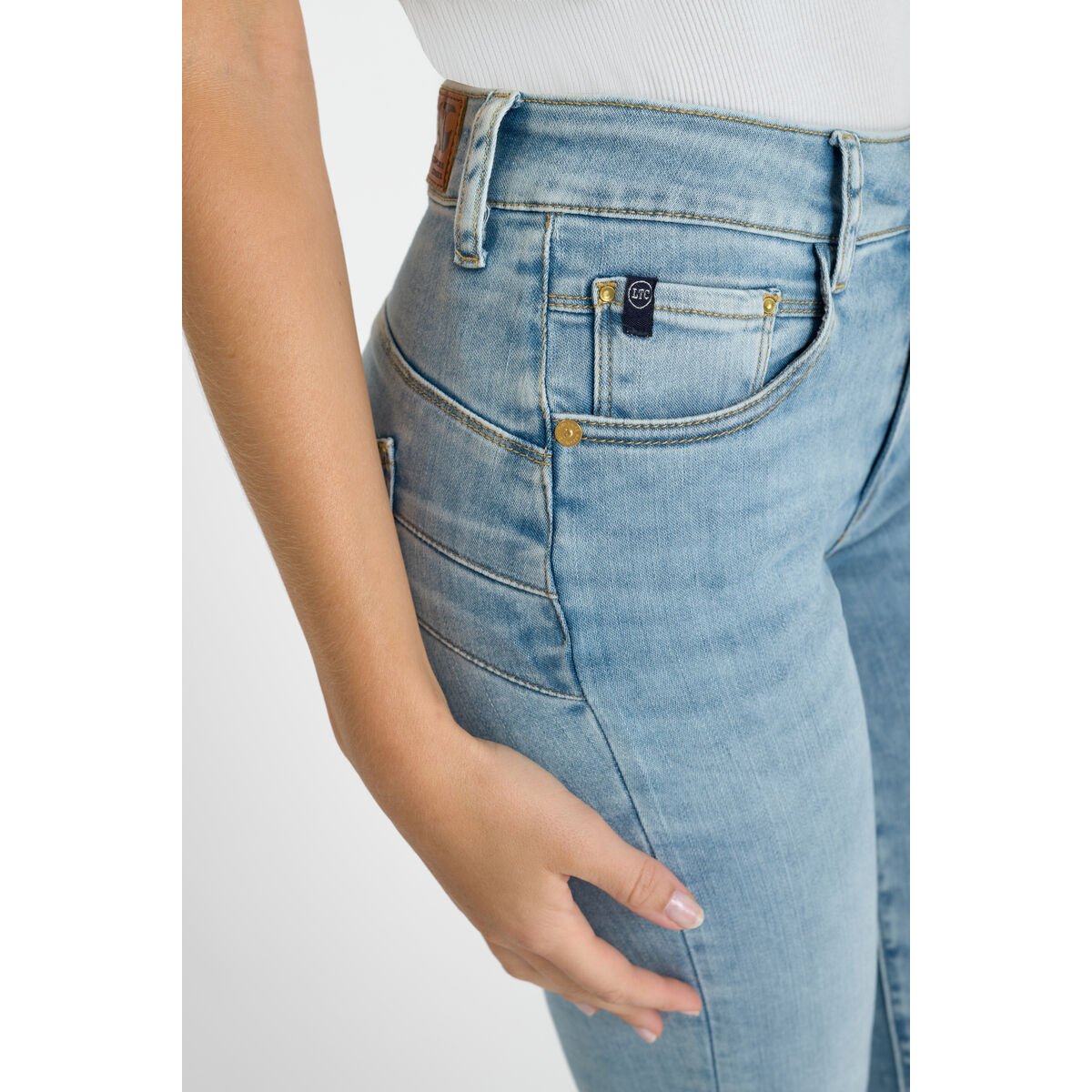 Jeans push-up droite taille haute PULP, longueur 34 blue, LE TEMPS DES CERISES