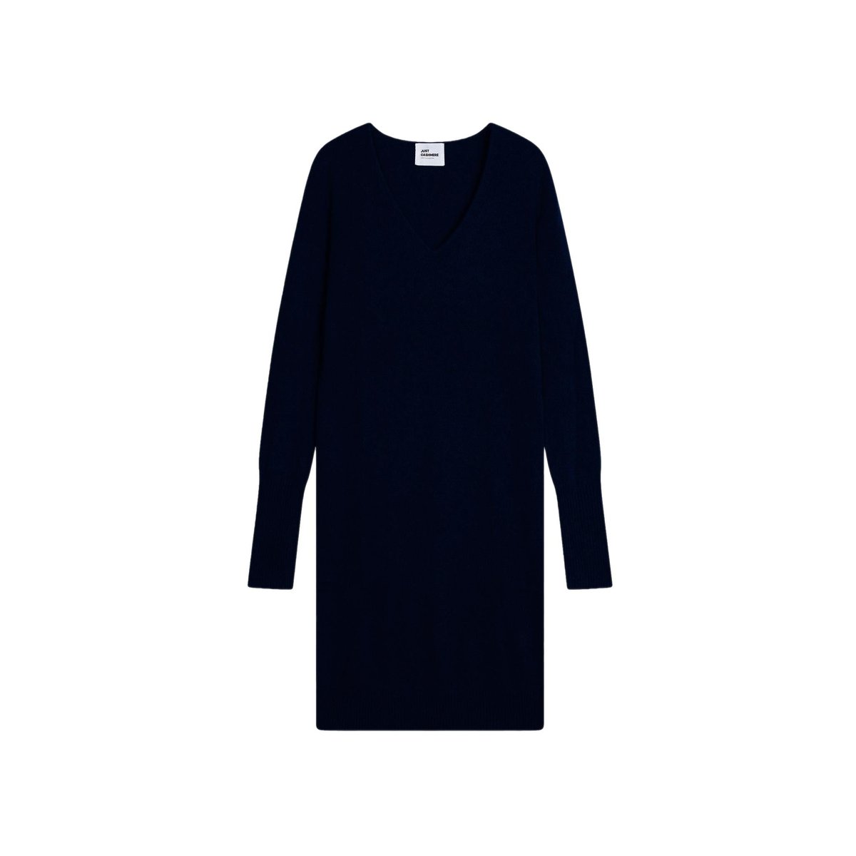 Robe Col V Navy Tracy bleu foncé, JUST CASHMERE