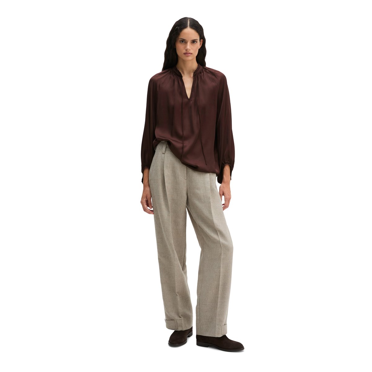 Chemisier bohème en satin, coupe décontractée en viscose fluide rouge, MARC O'POLO
