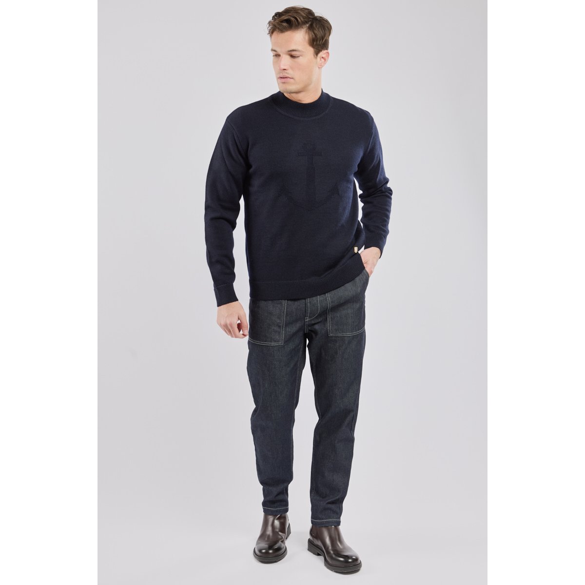 Pul col montant Ancre - laine navire, ARMOR-LUX