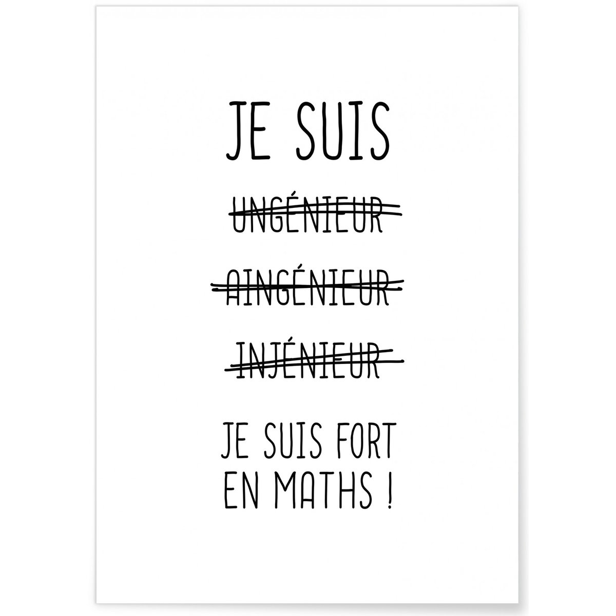 Affiche Fort en maths blanc, L'AFFICHERIE