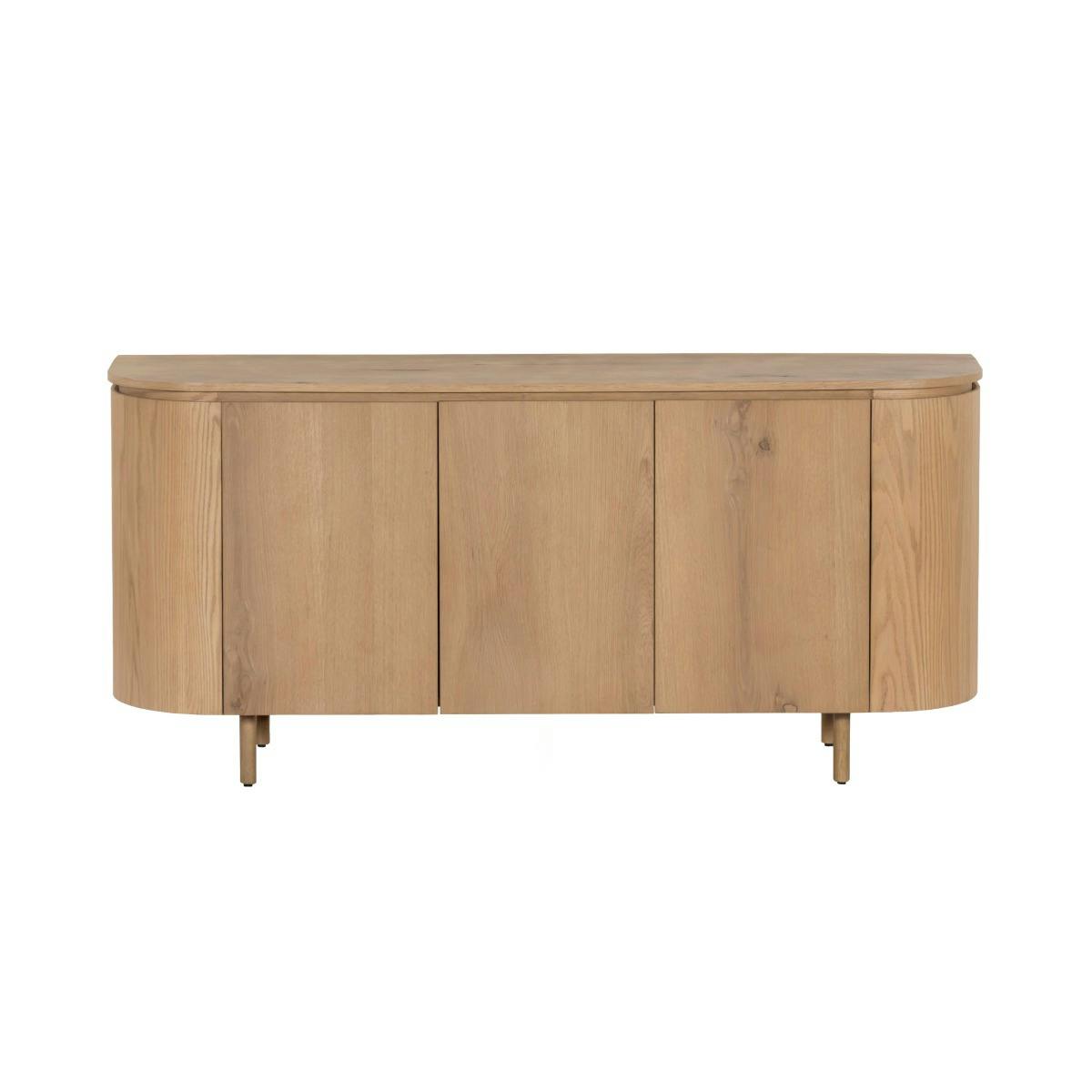 Buffet enfilade 3 portes en chêne, design arrondi LOREN bois clair, PIER IMPORT
