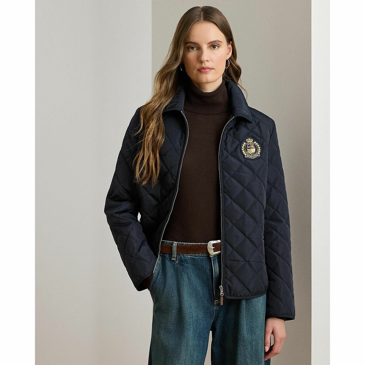 Giacca con zip e stemma blu scuro, LAUREN RALPH LAUREN