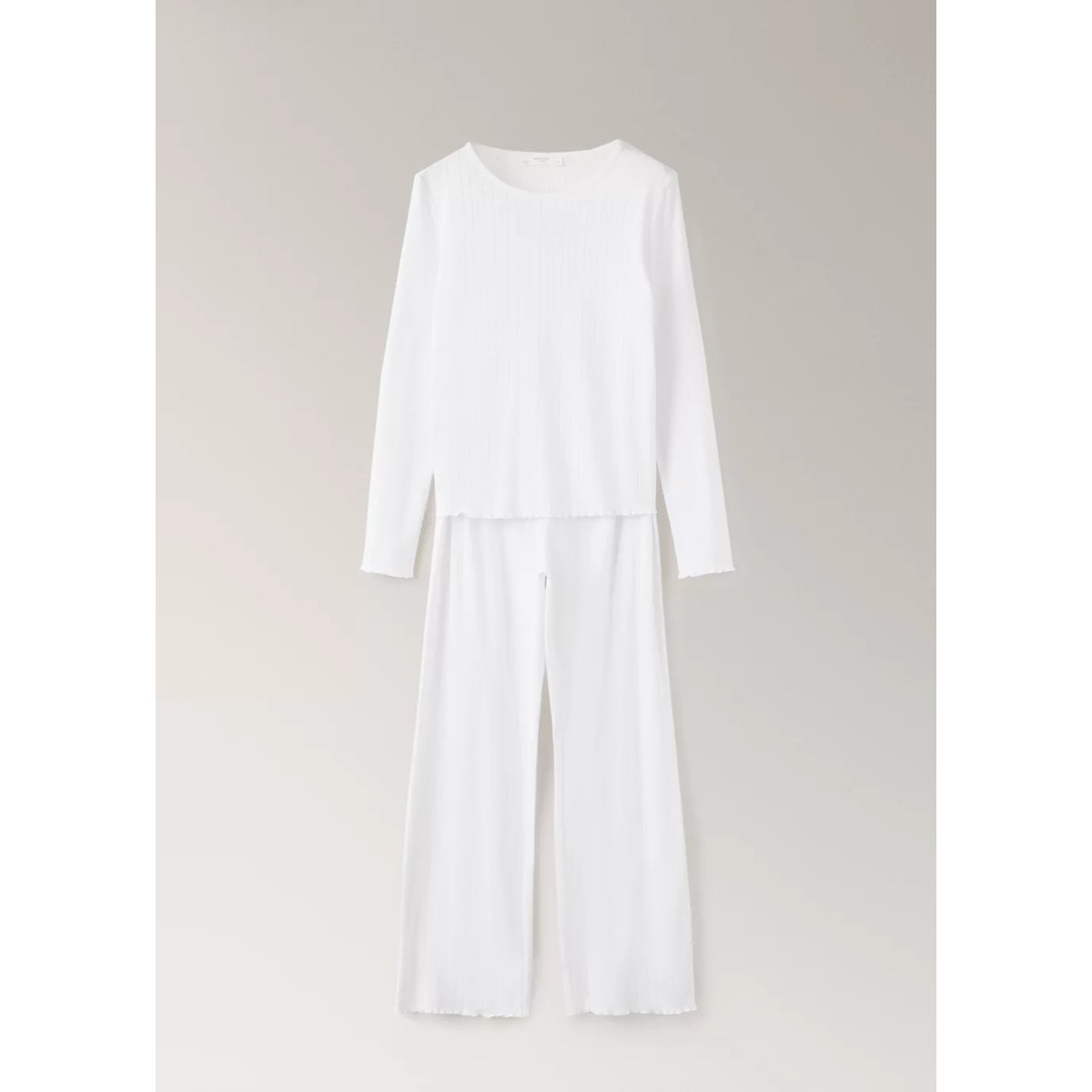 Pyjama deux pièces coton maille lâche blanc, MANGO