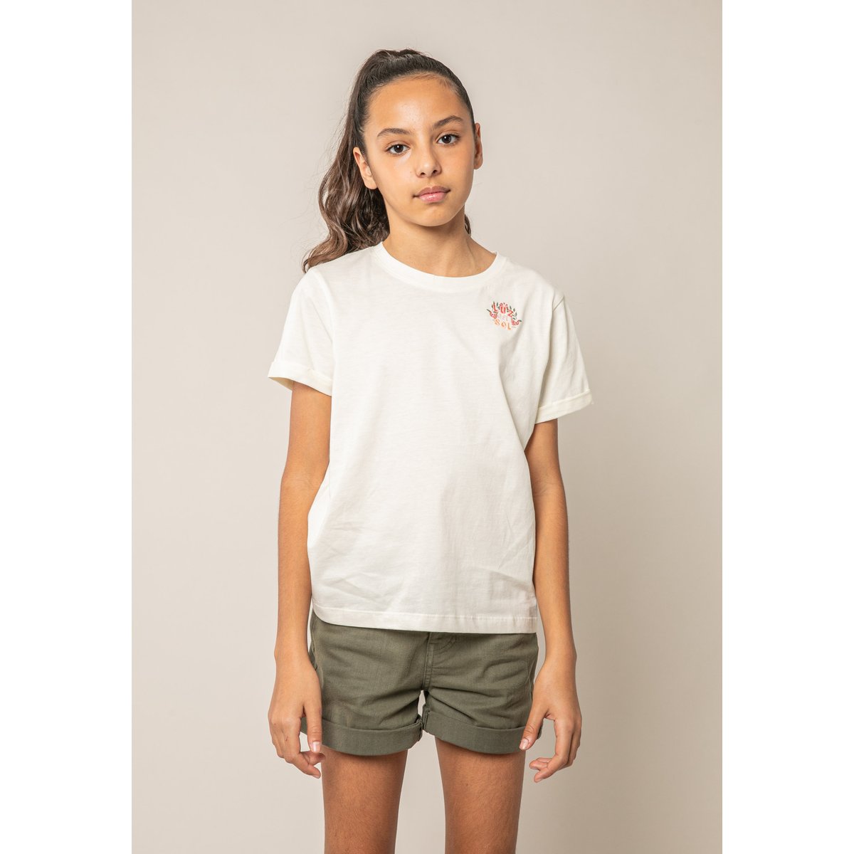 T-shirt fille en coton LUZIA ivory, DEELUXE