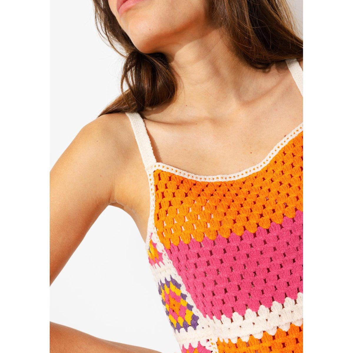 Débardeur en crochet rayures multicolores, PROMOD