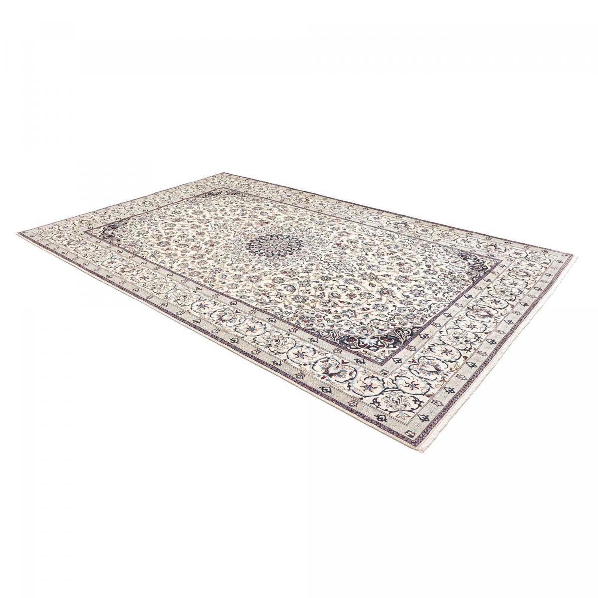 Tapis d'orient, motif oriental, noué main, NAIN 9LA 35 crème, beige, bleu, UN AMOUR DE TAPIS