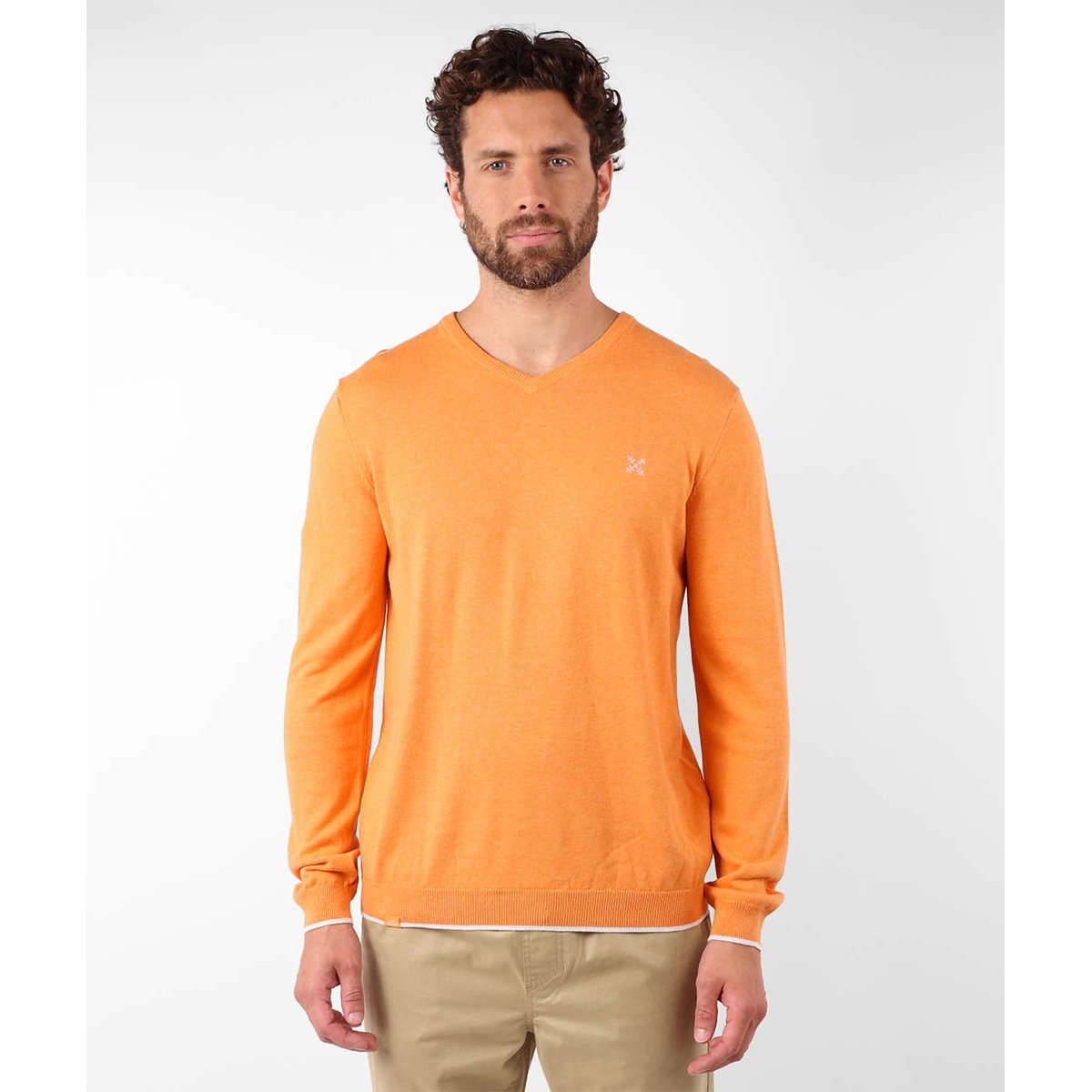Pull col V PIVEGA corail chiné, OXBOW