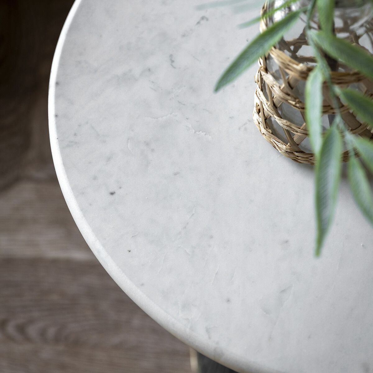 Spencer Glass and Marble Pedestal Side Table blue, SO'HOME