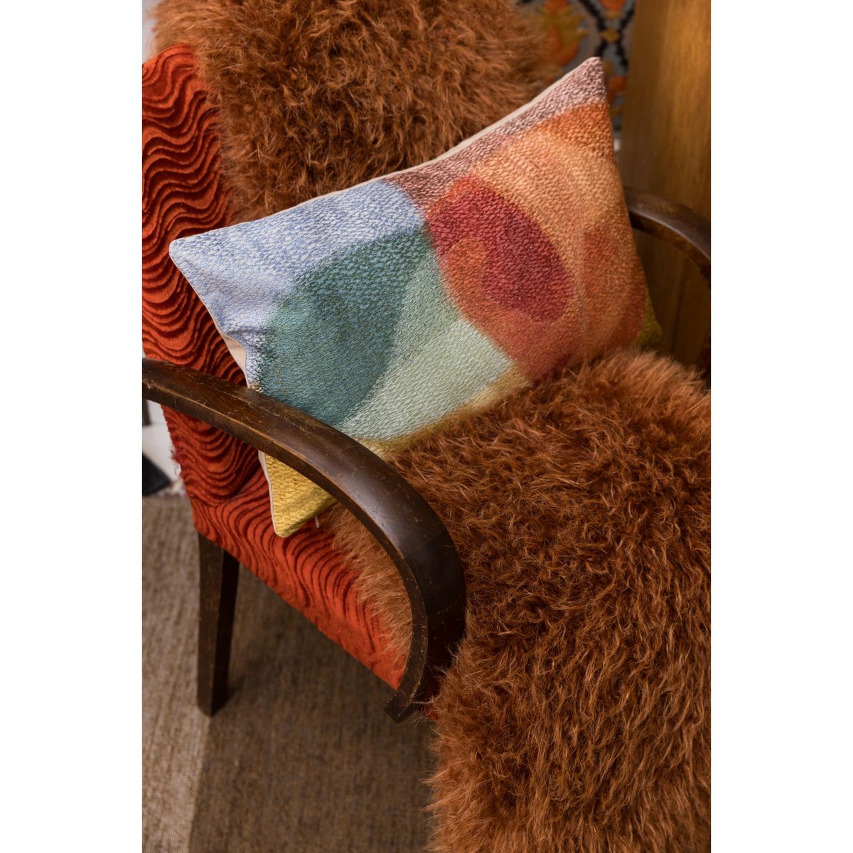 Coussin brodé Nevio multico, VIVARAISE