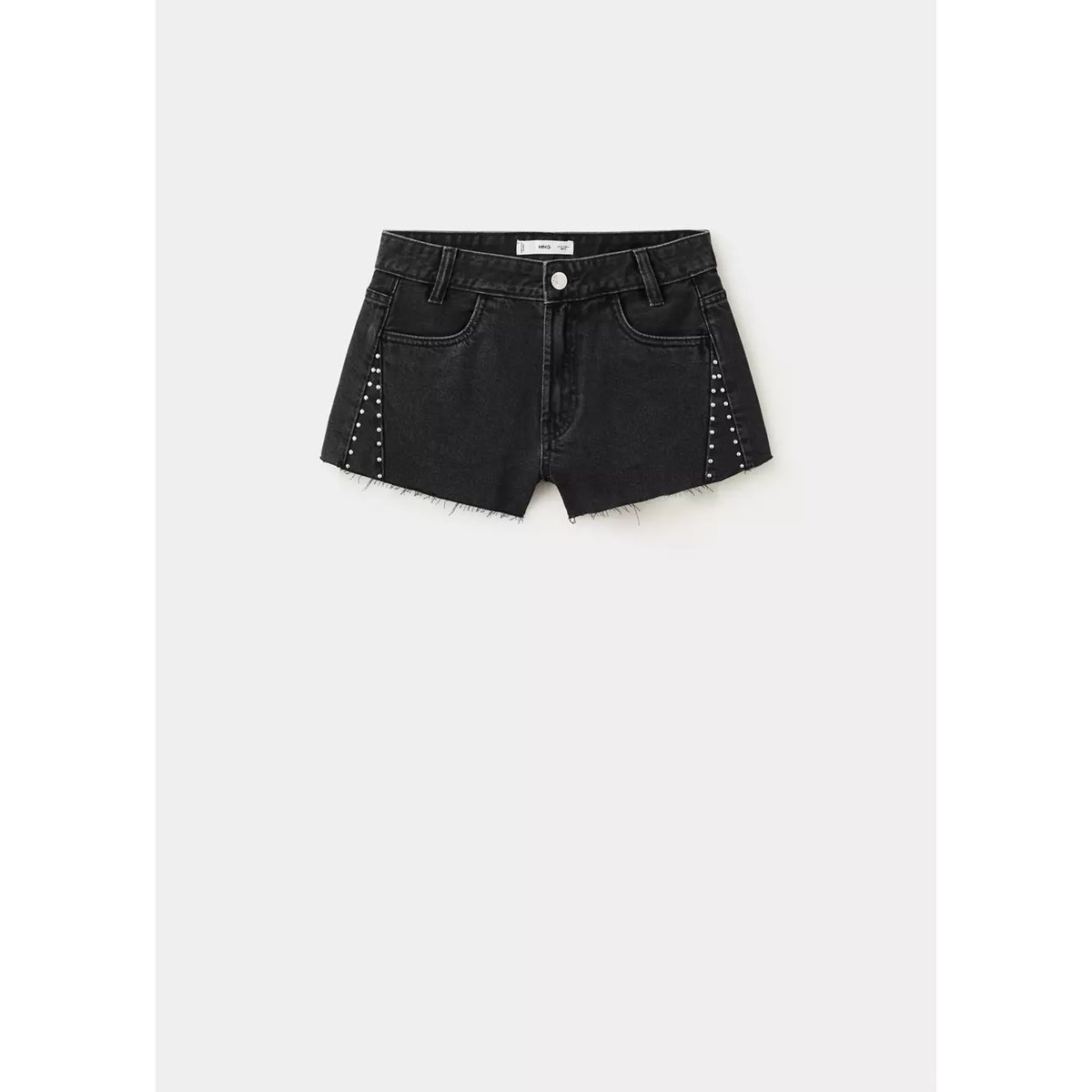 Short taille haute clouté black denim, MANGO TEEN