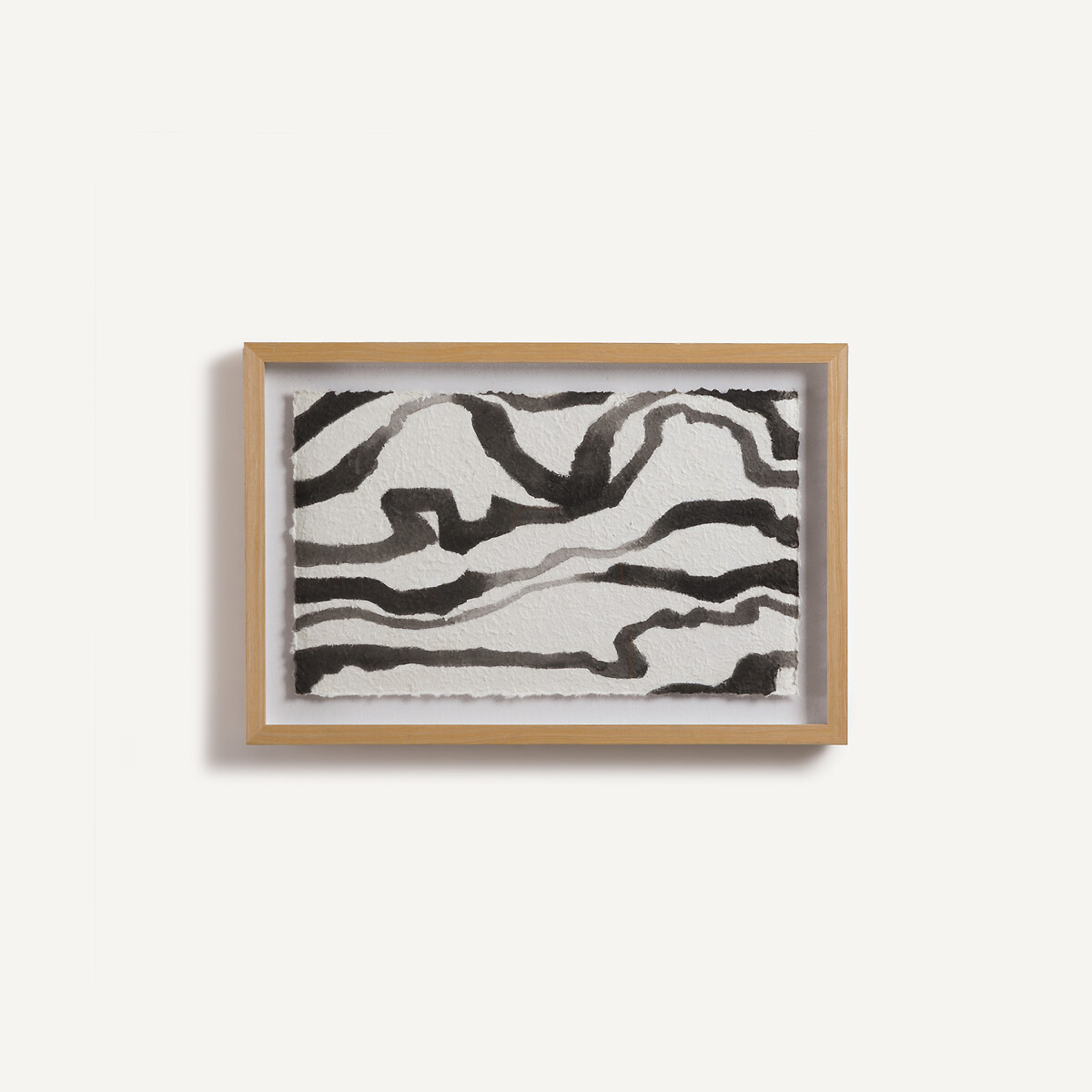 Tableau en papier de riz peint à la main, ONDE noir/blanc, AM.PM