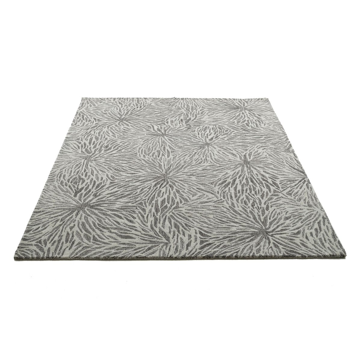 Tapis tufté main en laine vierge et viscose gris, THEKO
