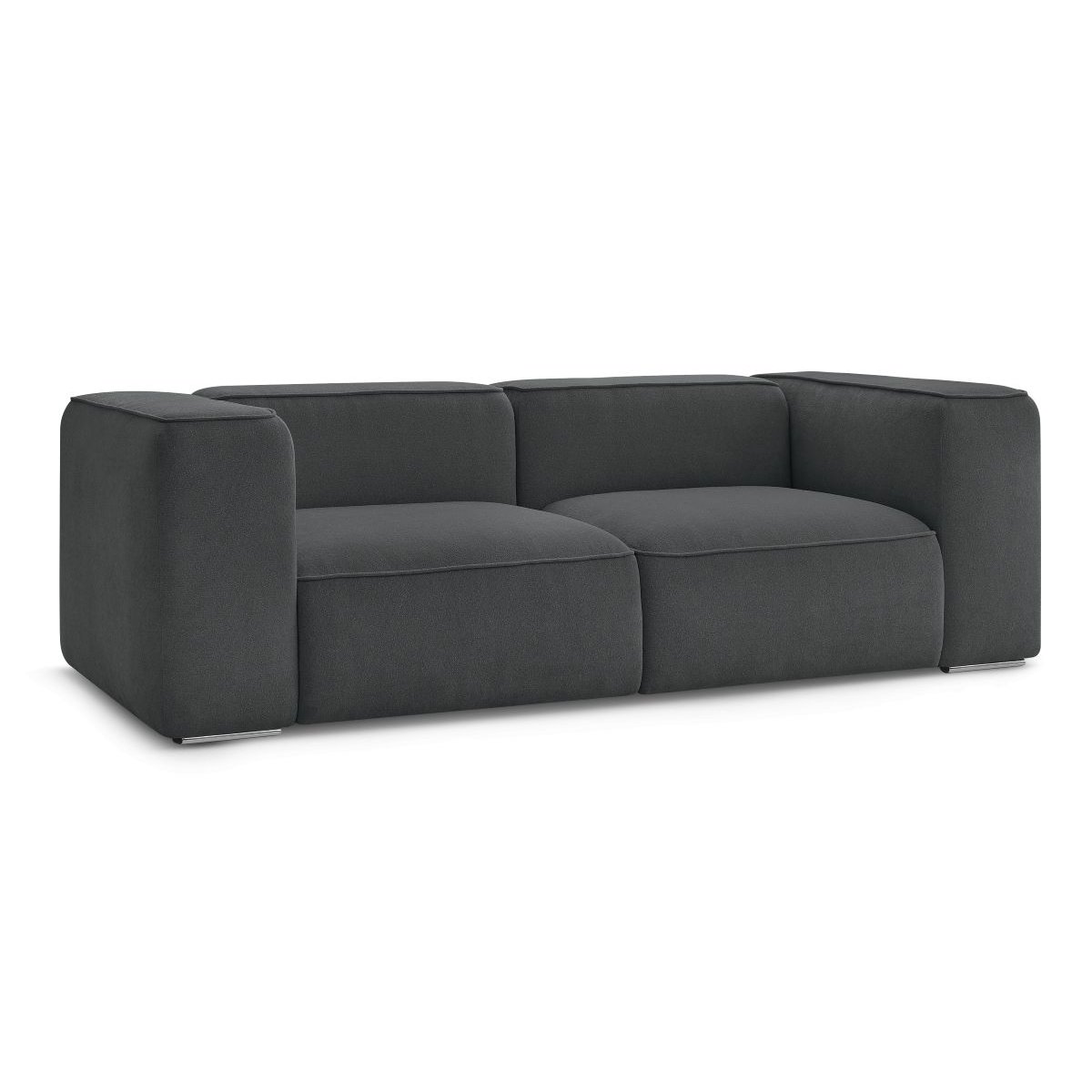 Canapé droit fixe 2 places en tissu texturé, ZEPHYR gris foncé, BOBOCHIC