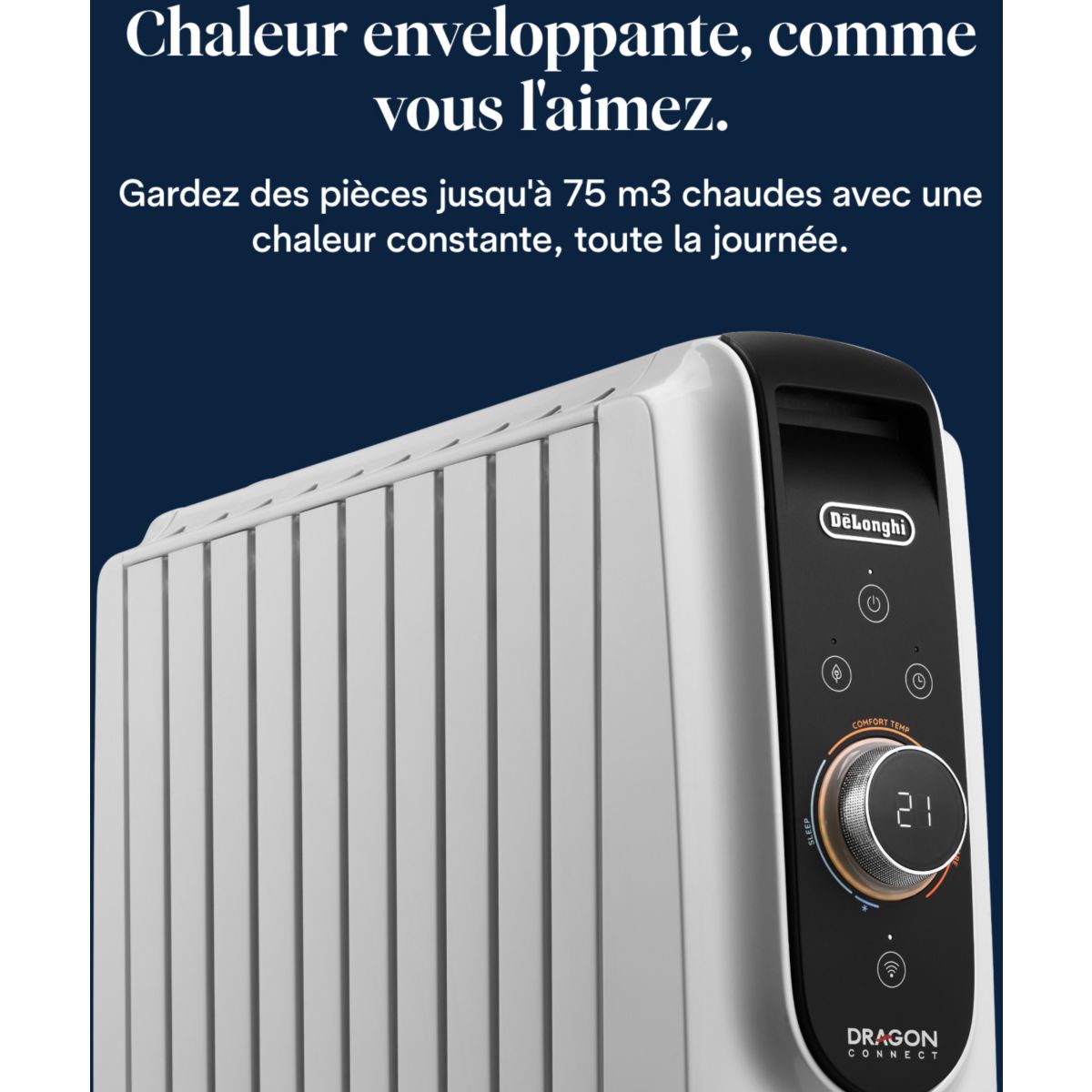 Chauffage Bain d'huile TRD51025 WIFI couleur unique, DELONGHI