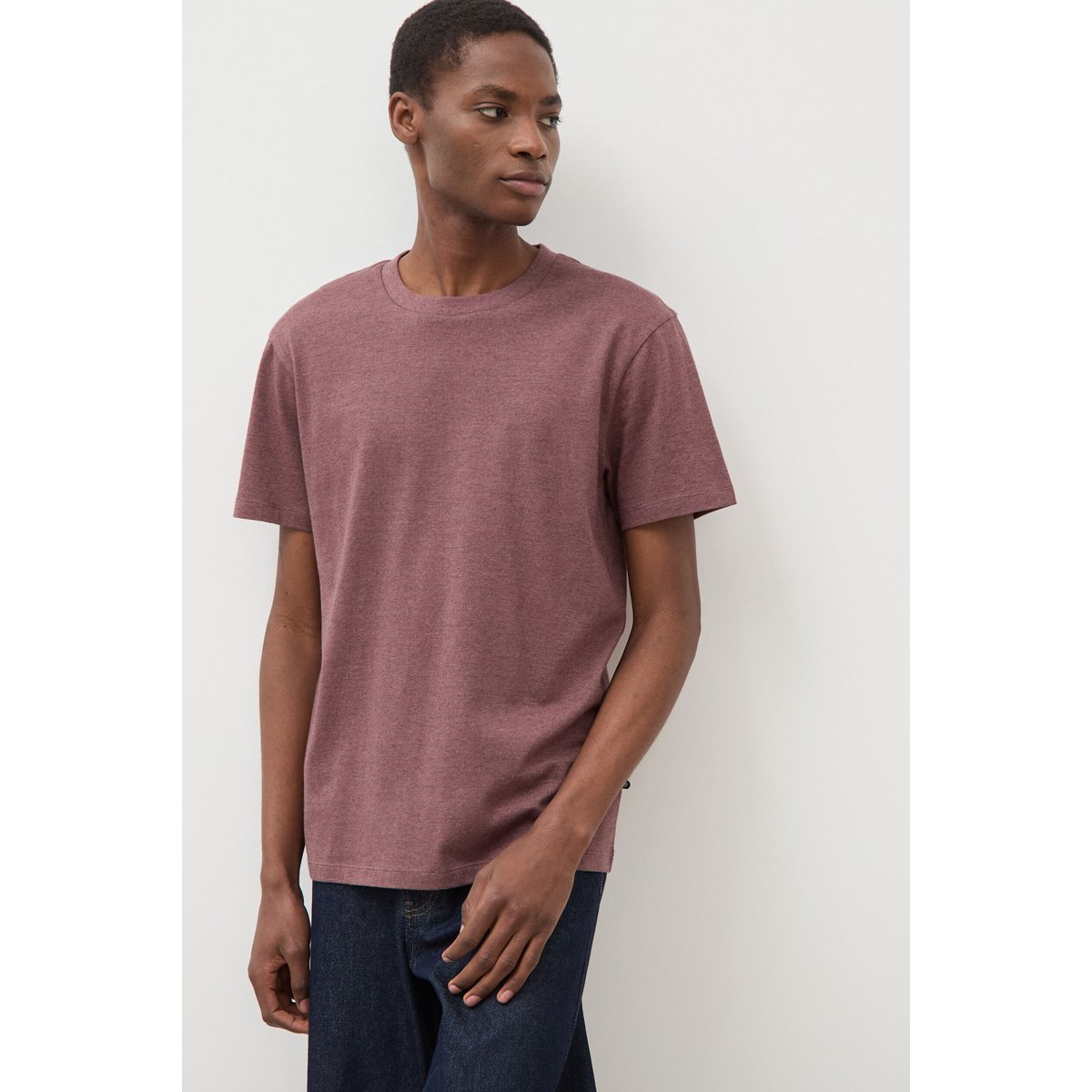 T-shirt cintré col rond manches courtes rose bisque, BONOBO