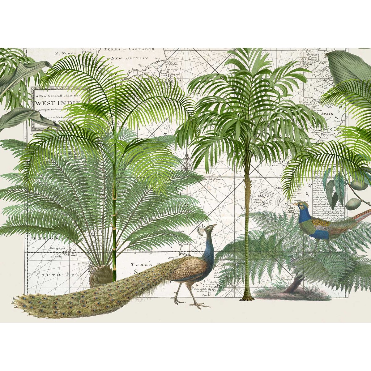 Papier peint panoramique Empire Tropical vert, HEXOA