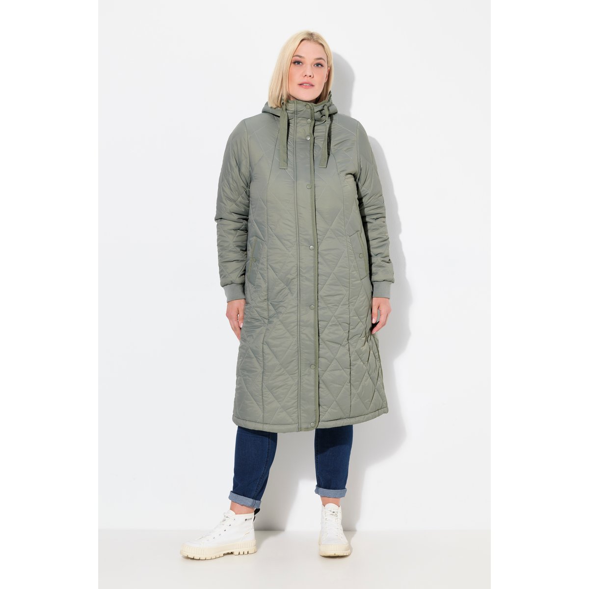 Manteau technique matelassé à capuche olive mat, ULLA POPKEN