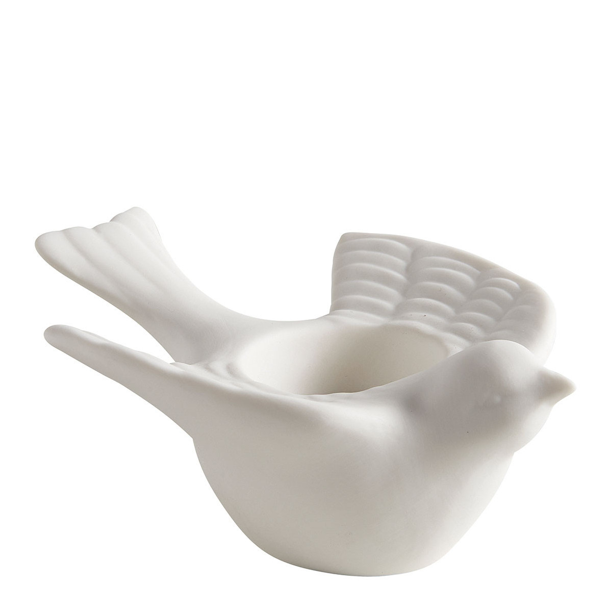 Bougeoir Mésange en biscuit de céramique blanc, MATHILDE M