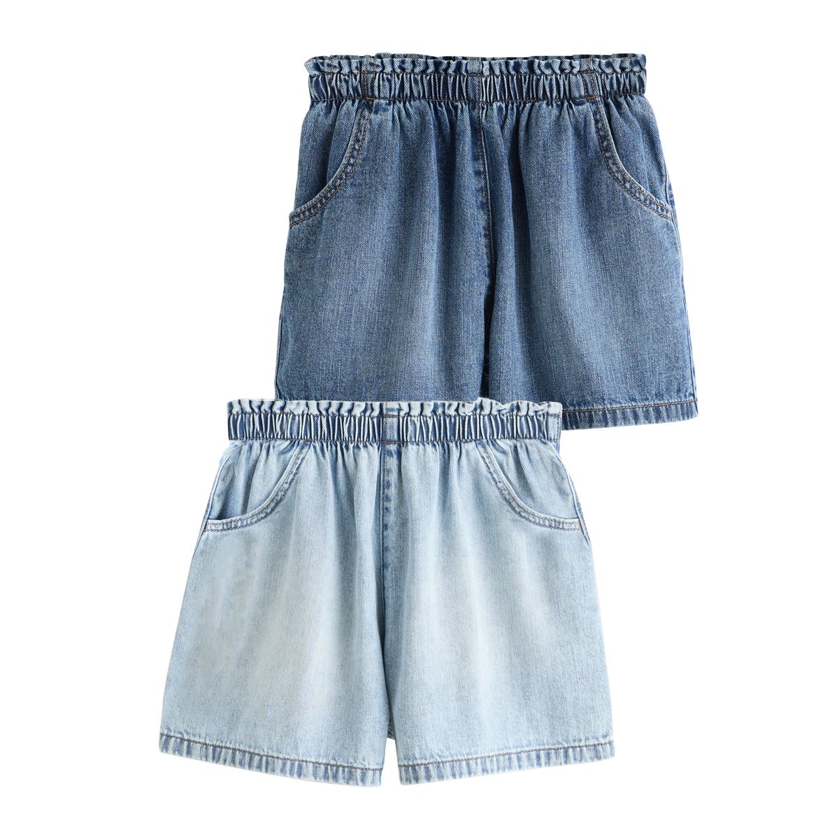 Short à enfiler, lot de 2 denim délavé clair/délavé moyen, NEXT