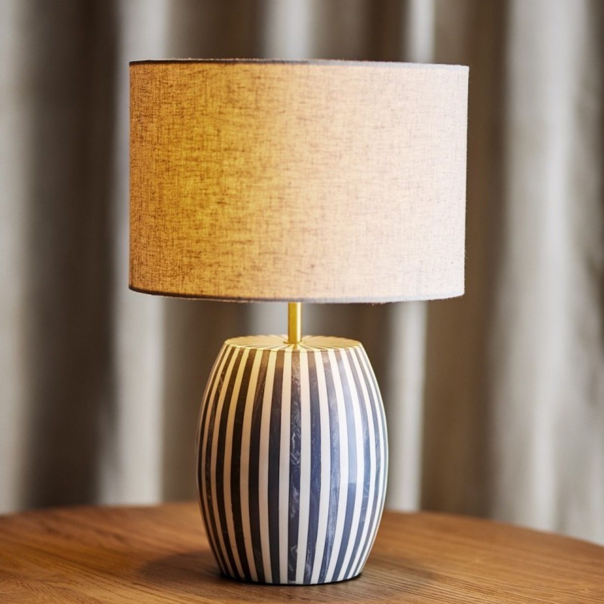 Lampe de table abat-jour lin TALI gris, BLOOMINGVILLE