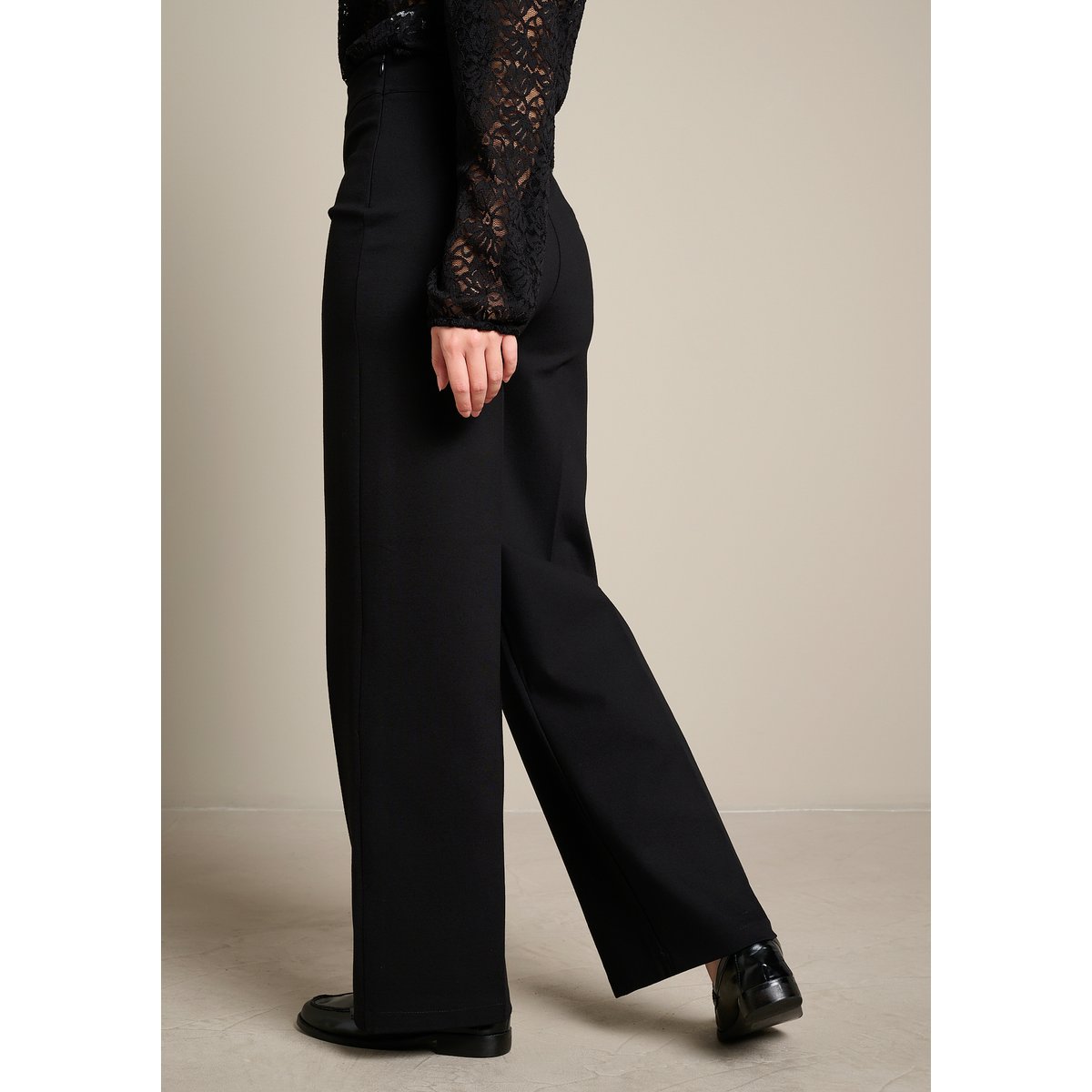 Pantalon large zippé côté noir, LOLALIZA
