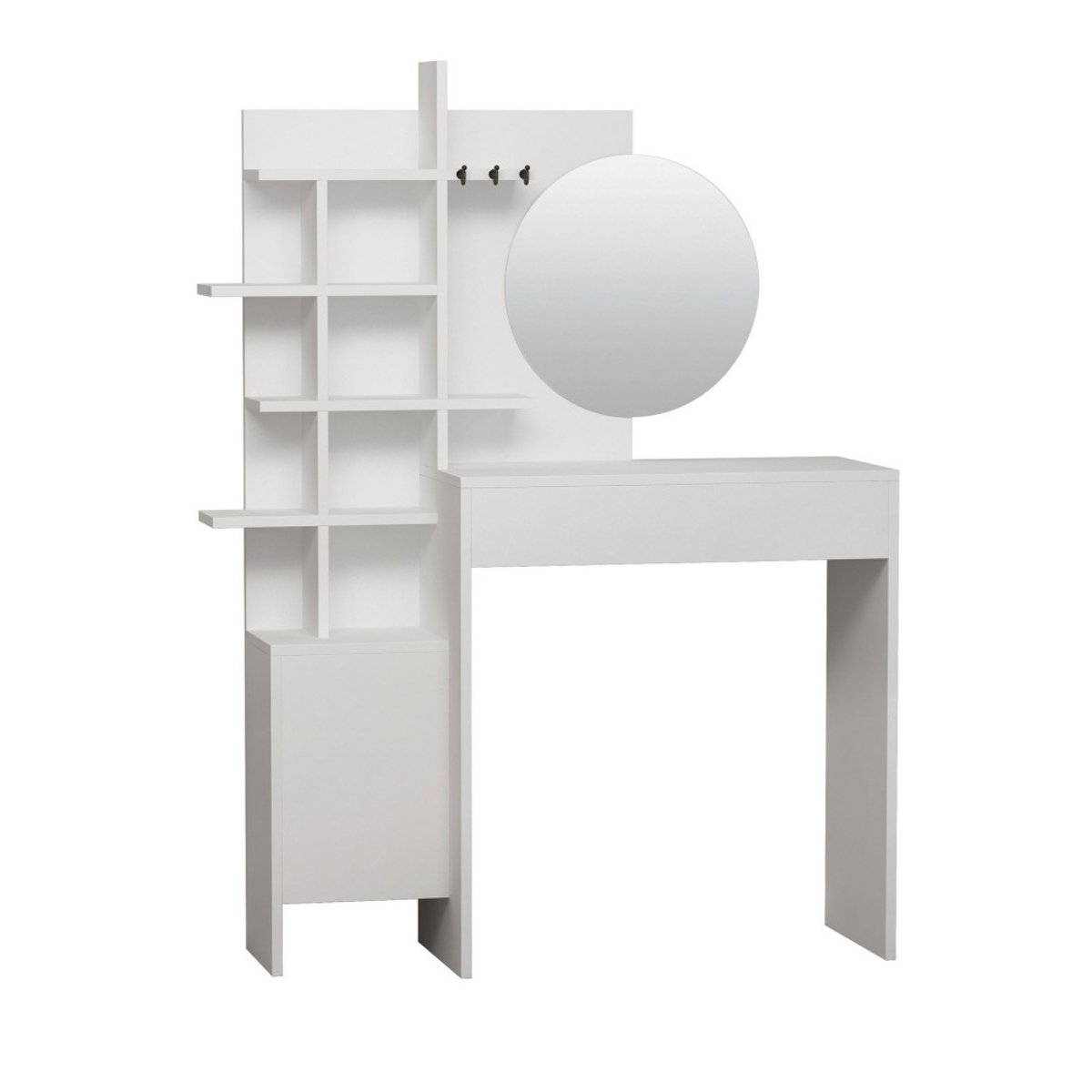 Coiffeuse 1 tiroir avec miroir L71,50cm- NIYA blanc, DRAWER