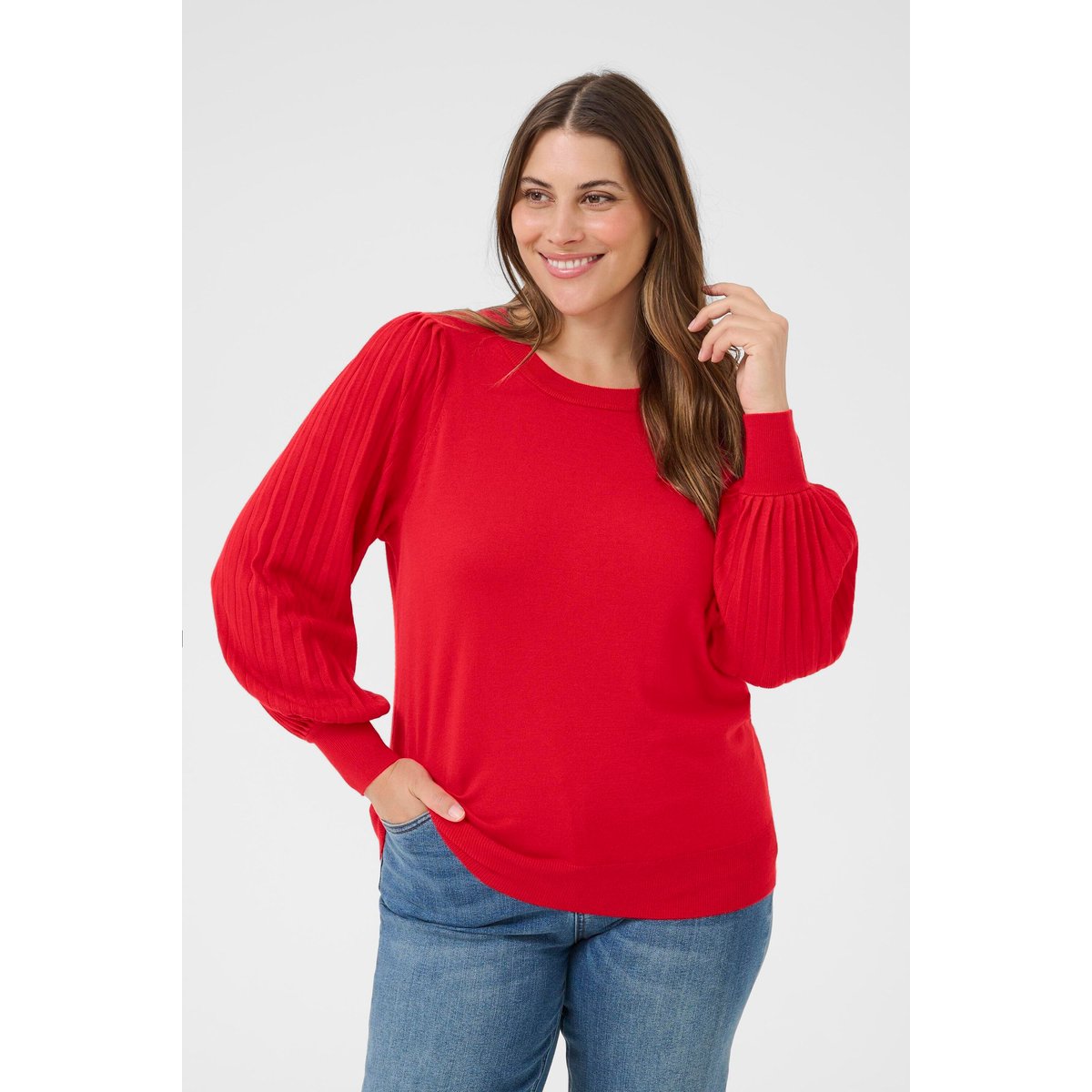 Pullover tricoté rouge haute red, KAFFE CURVE