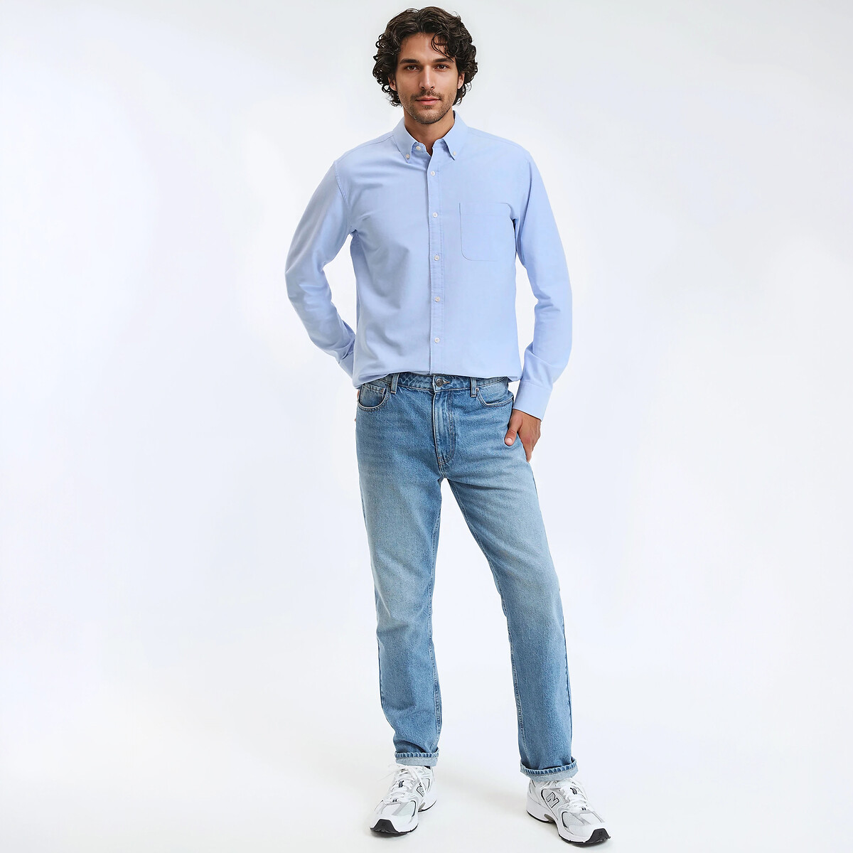 Oxfordhemd mit Button-Down-Kragen, Regular-Fit marine, LA REDOUTE COLLECTIONS