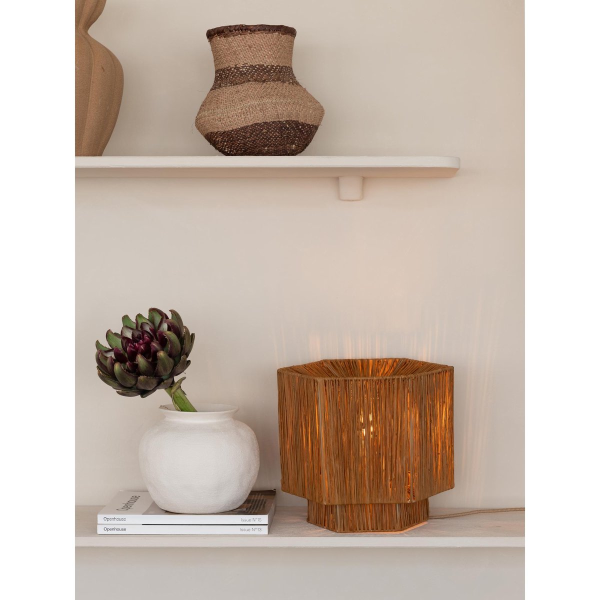 Lampe À Poser Raphia PANAMA marron foncé, GOOD & MOJO