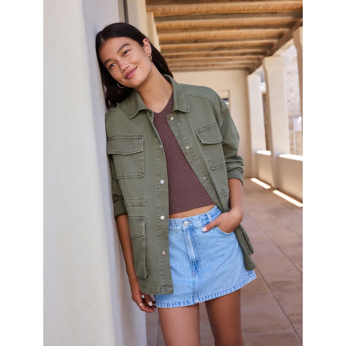 Veste en coton style militaire kaki, NEXT