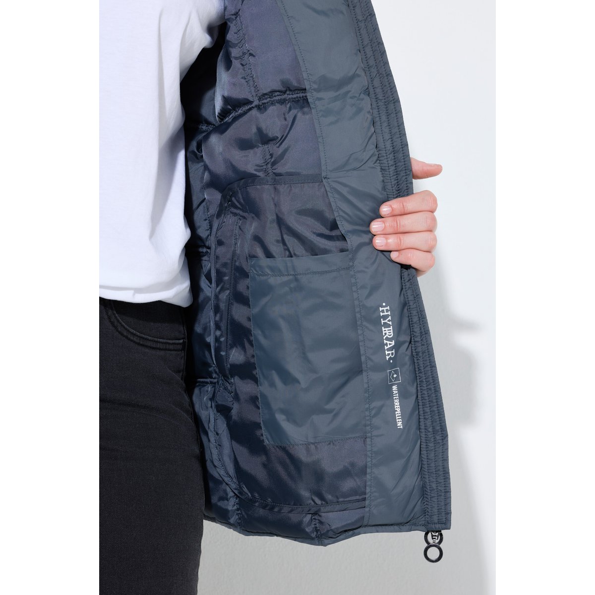 Veste matelassée HYPRAR, col montant côtelé gris foncé, ULLA POPKEN
