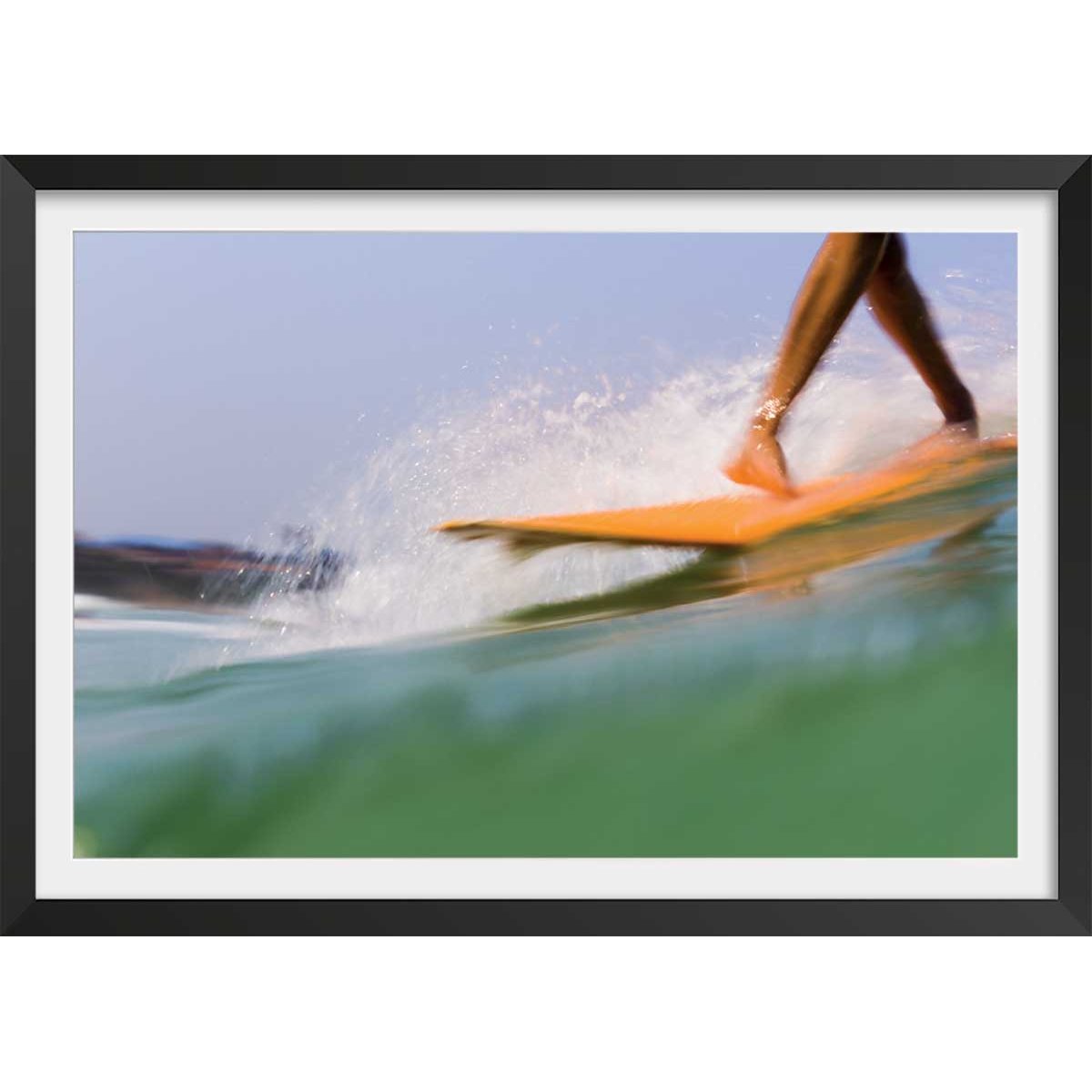 Affiche photo pas croisé hossegor beach affiche + cadre en bois - noir, HEXOA