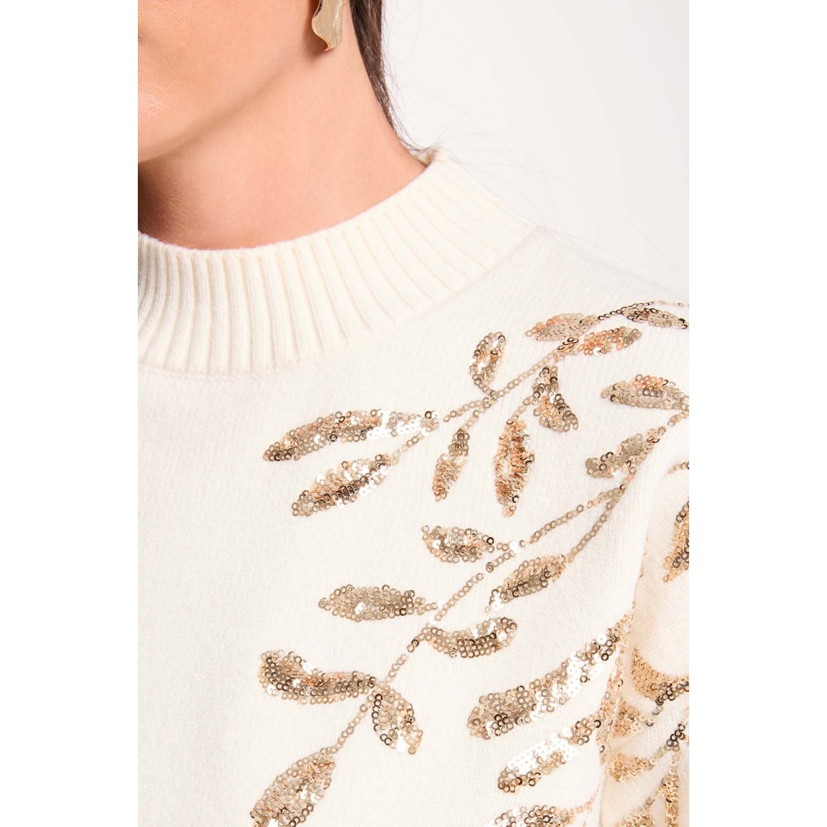Pull col montant ivoire, MORGAN