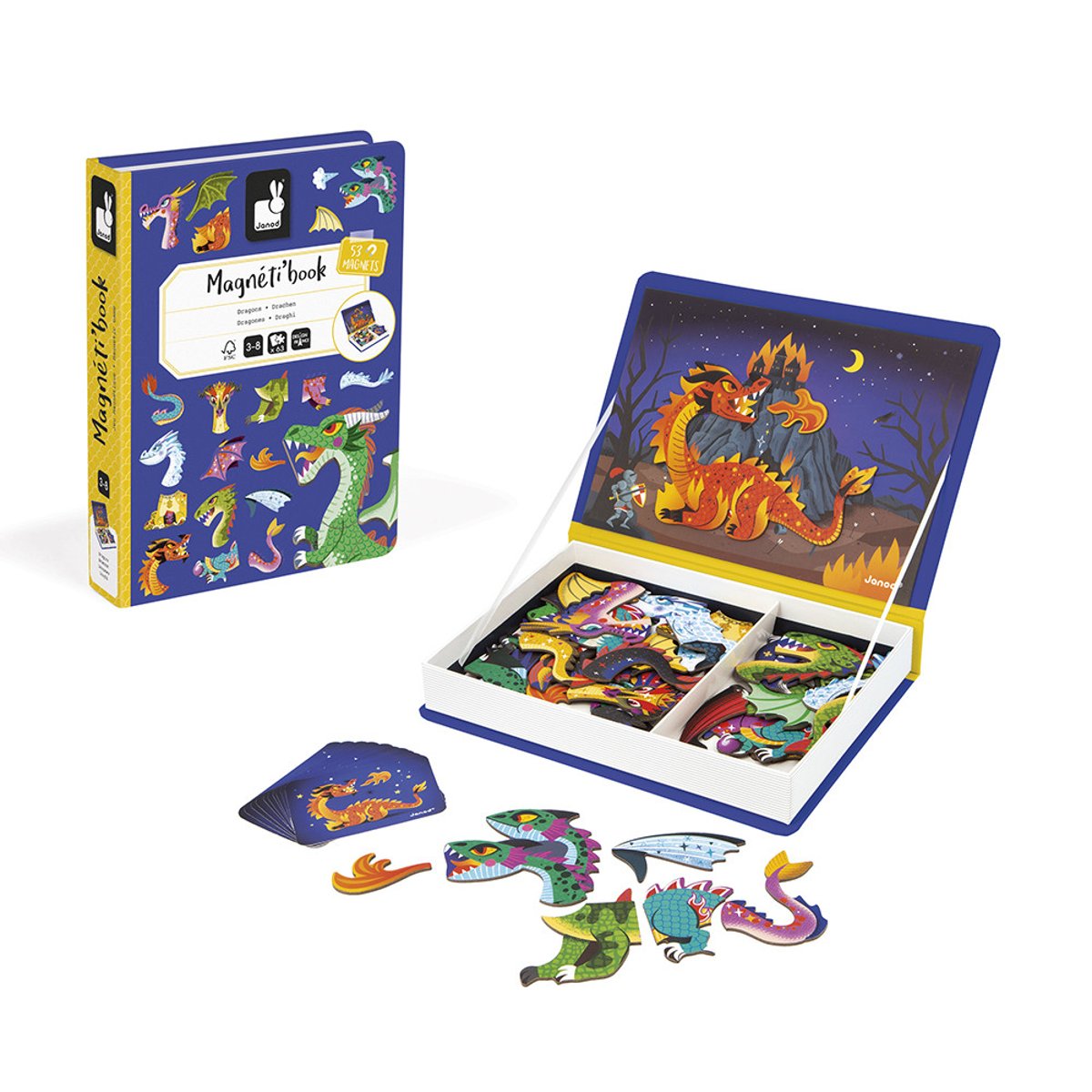Magneti'book Dragons, 10 Modèle, 53 Magnets bleu, JANOD
