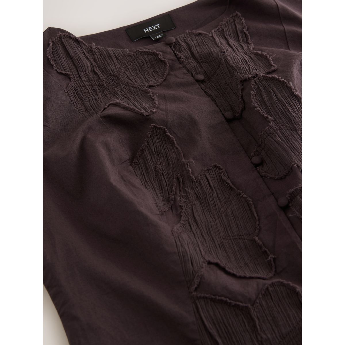 Haut à motif floral appliqué et texturé marron chocolat, NEXT
