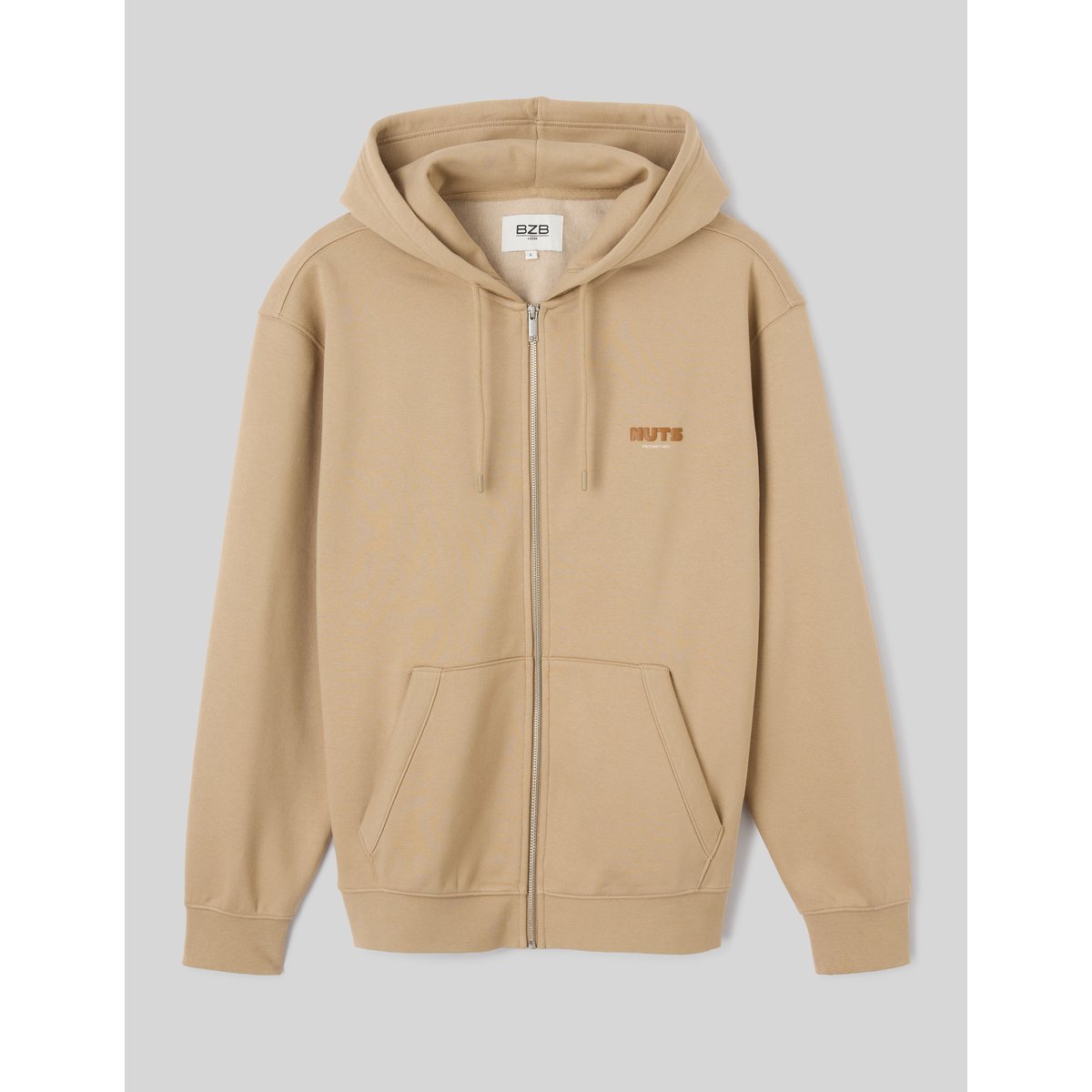 Sweat zippé à capuche marron, BZB