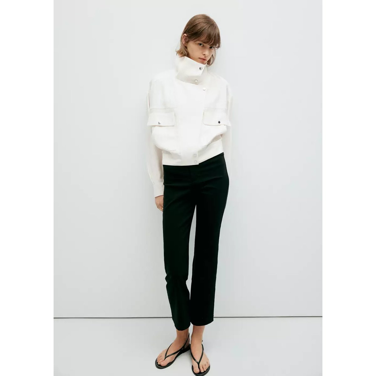 Veste bomber à col cheminée blanc, MANGO