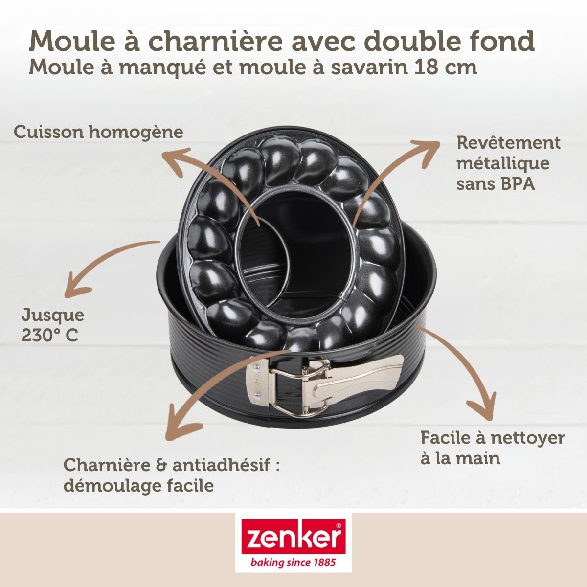 Lot de 2 moules à gâteaux 28/28/6,5 cm Black metallic Black noir, ZENKER