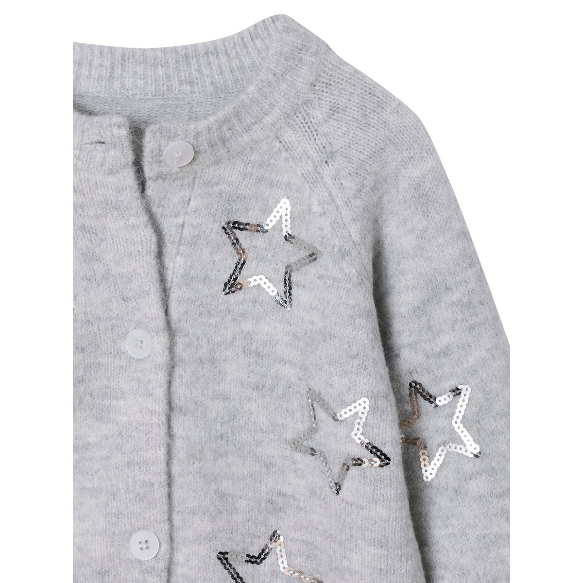 Gilet noël étoiles en sequins gris chiné, VERTBAUDET