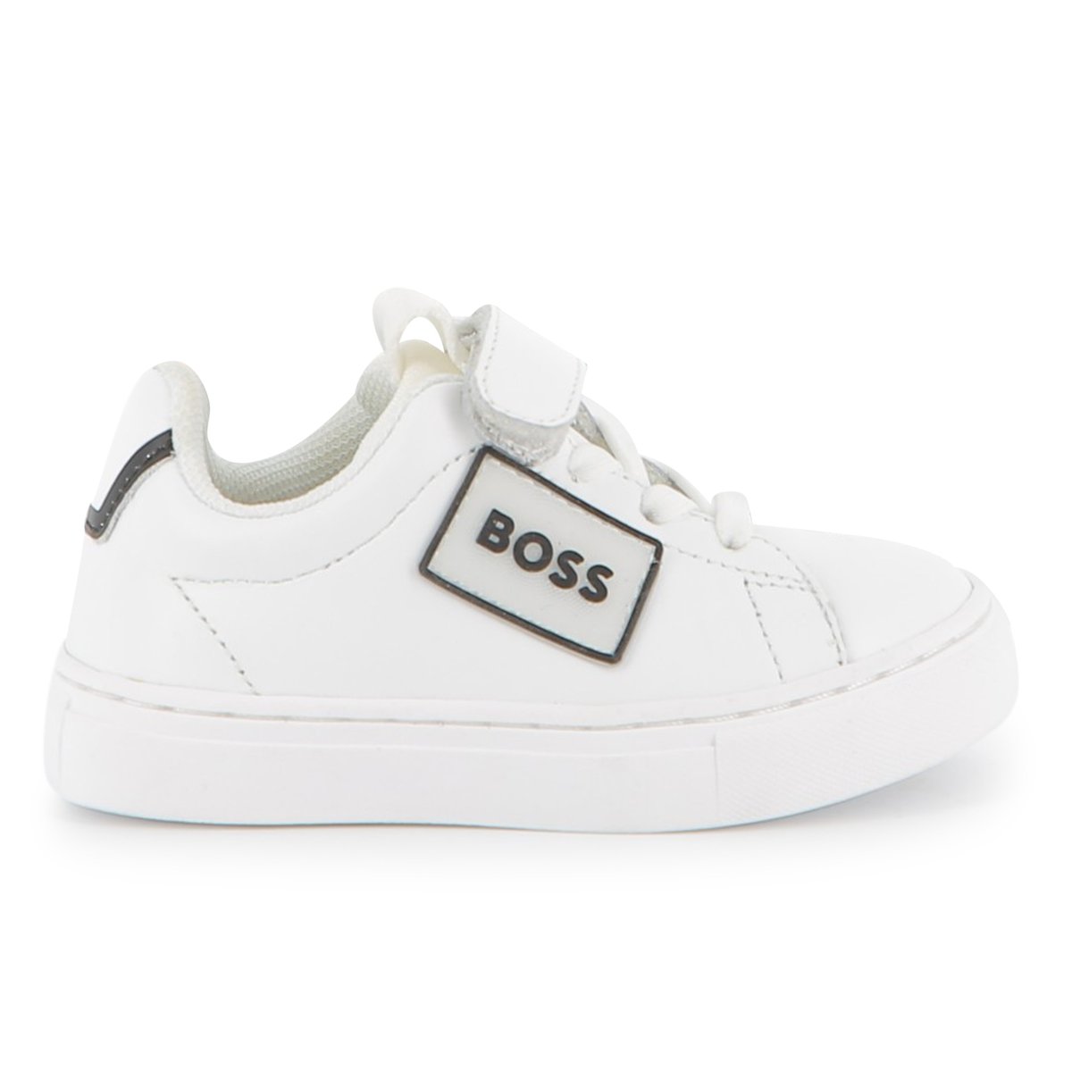 Sneakers in pelle bovina blanc, BOSS KIDSWEAR