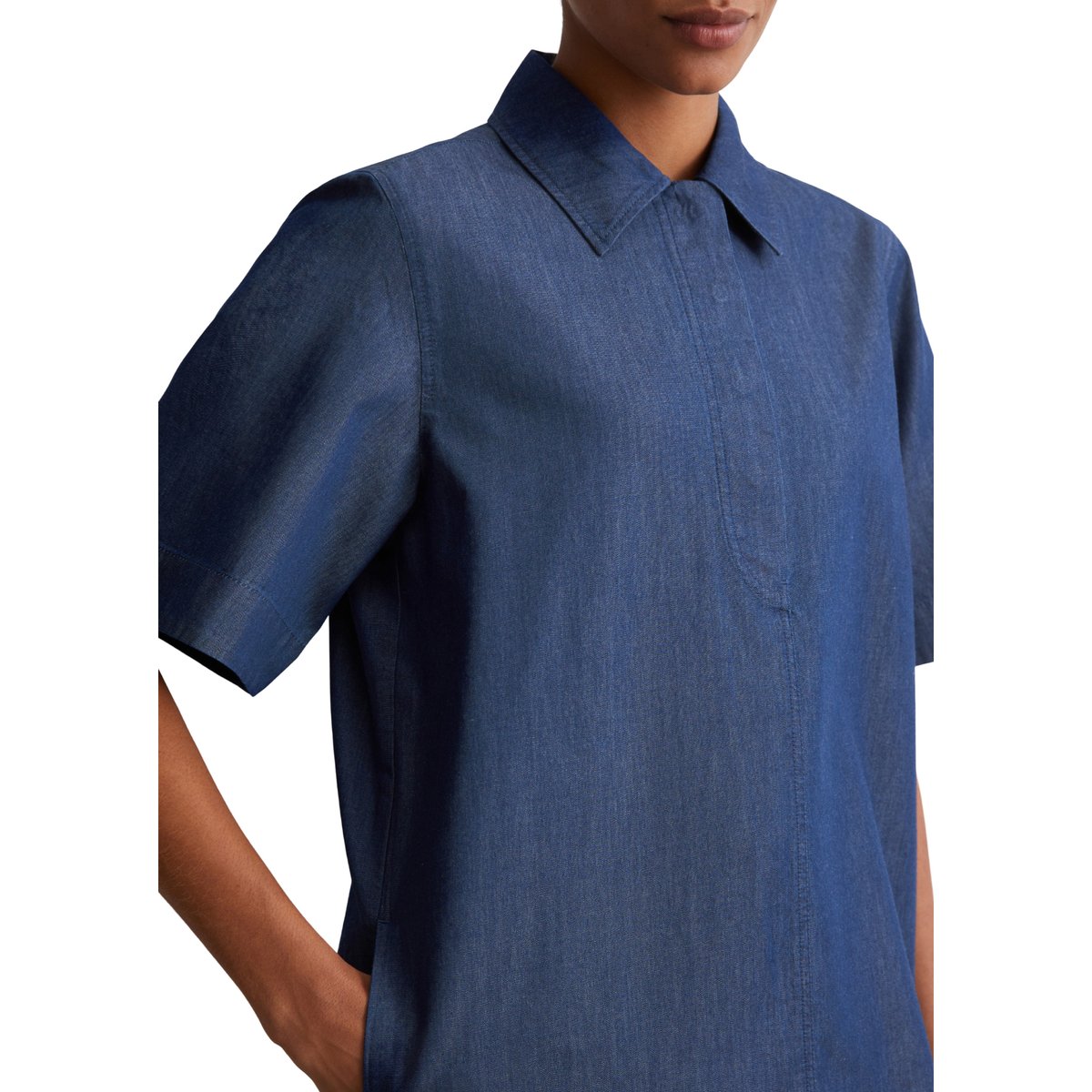 Robe en denim relaxed en mélange de coton organique et de lyocell bleu moyen, MARC O'POLO