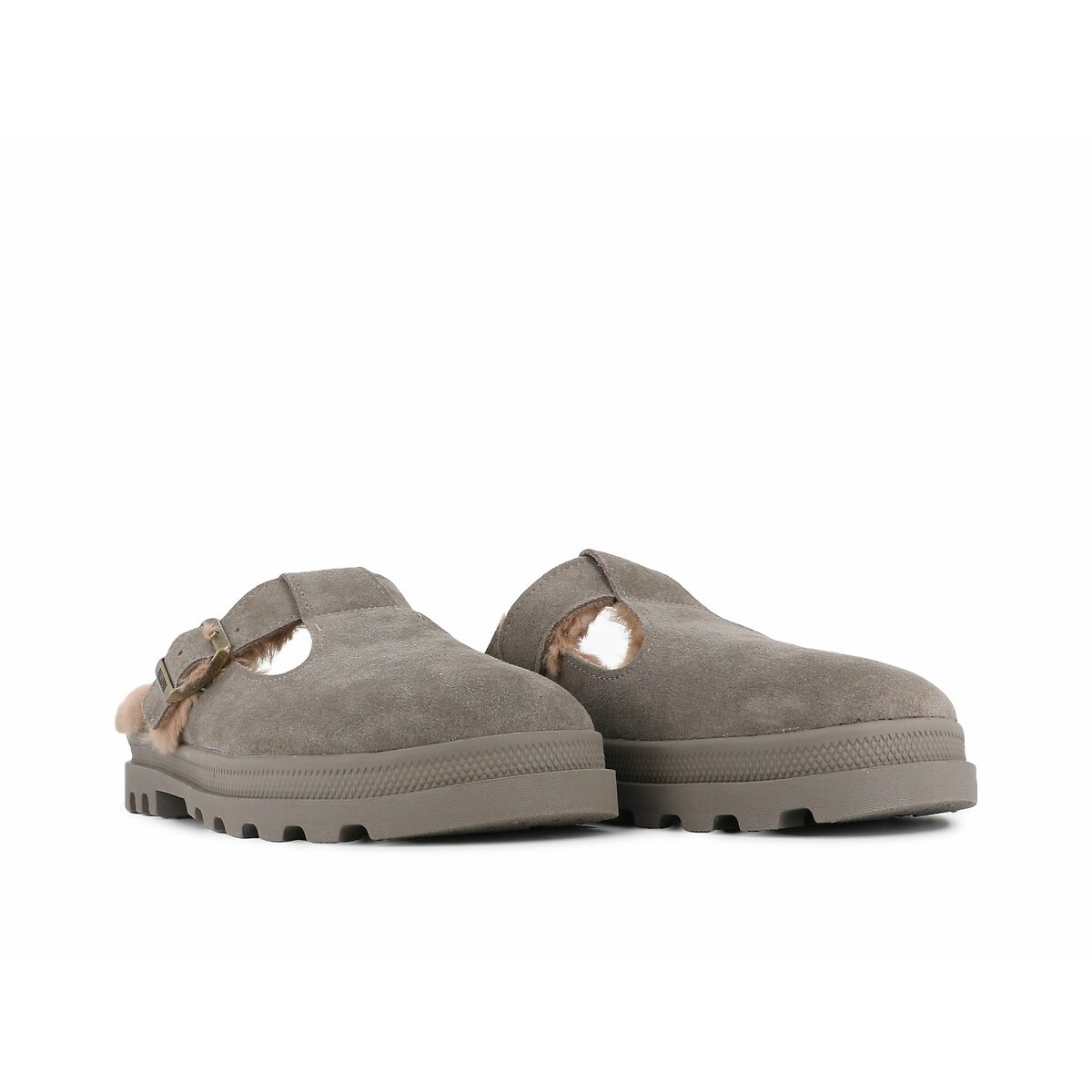 Sabots cuir suédé Dunelite Pyla Warm gris, PALLADIUM